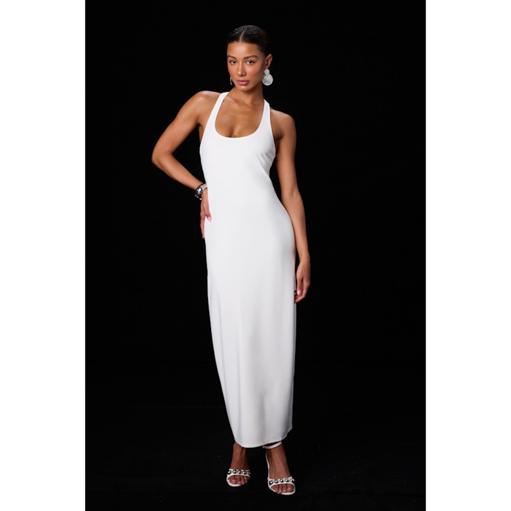 Lulus Jalini White Jersey Knit Scoop Neck Maxi Dress - Size M